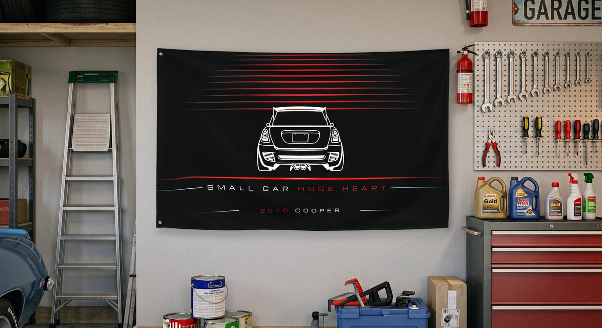 Mini Cooper 2010 car silhouette flag - Garage Wall