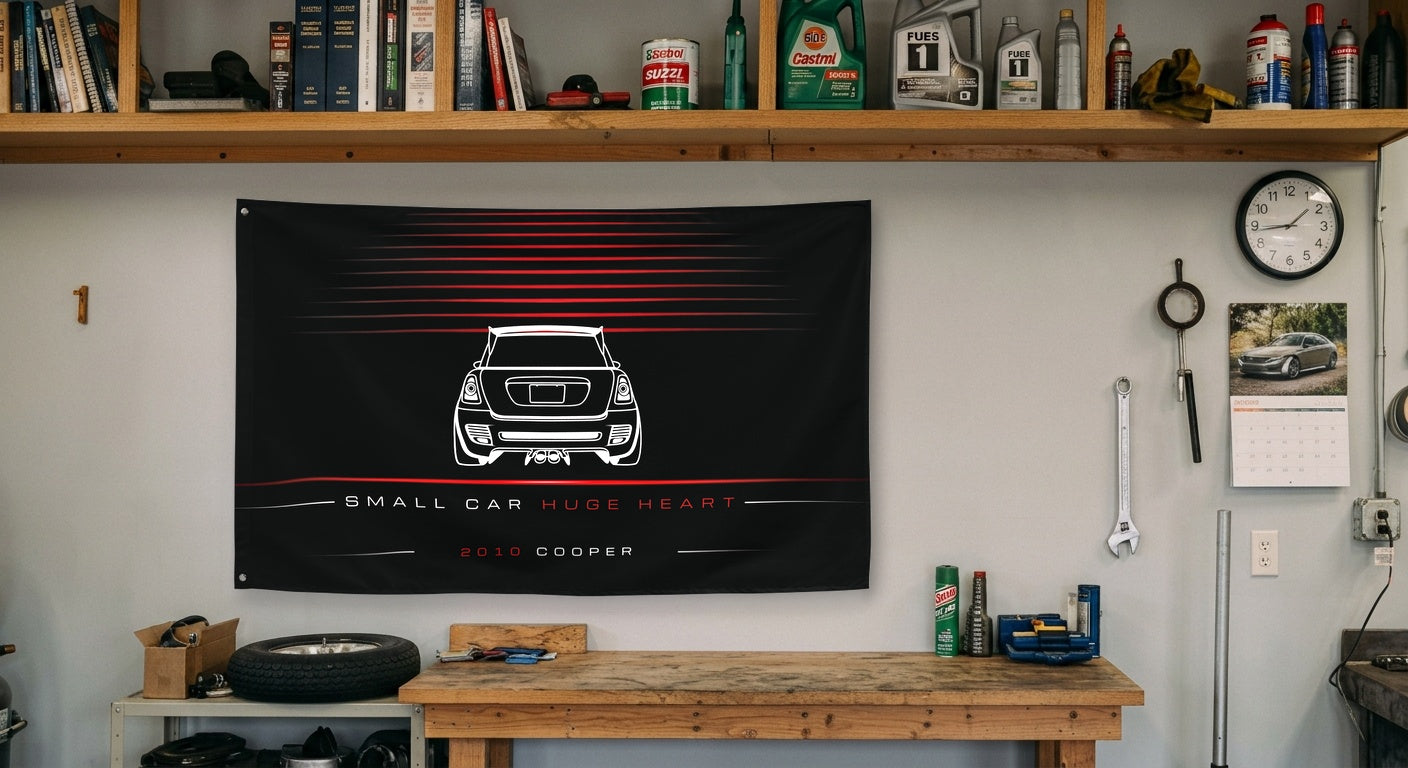 Mini Cooper 2010 car silhouette flag - Garage Workbench