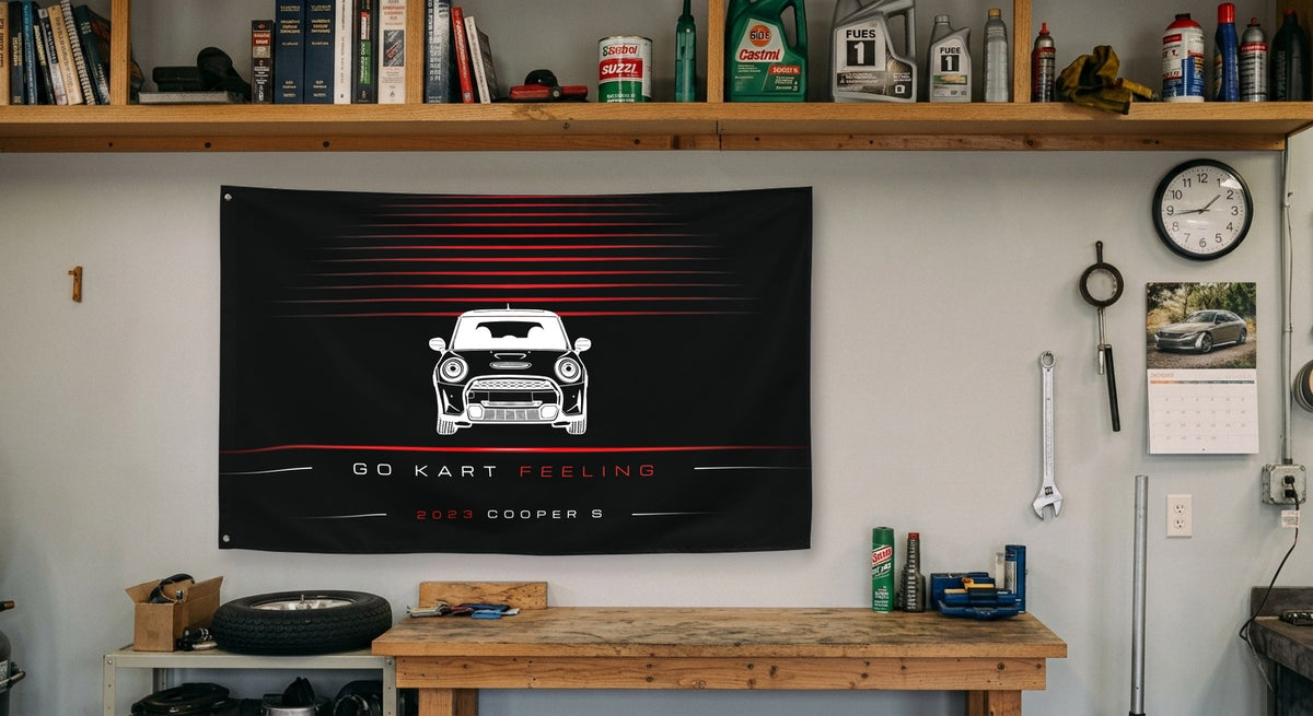 Mini Cooper S 2023 car silhouette flag - Garage Workbench