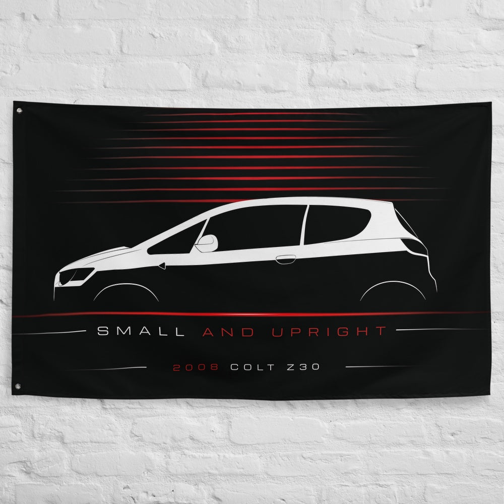 Mitsubishi Colt Z30 2008 car silhouette flag - White Brick Wall
