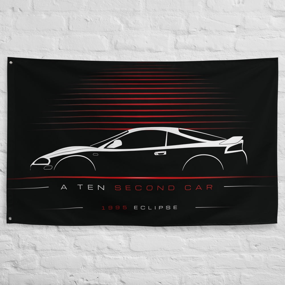 Mitsubishi Eclipse 1995 car silhouette flag - White Brick Wall