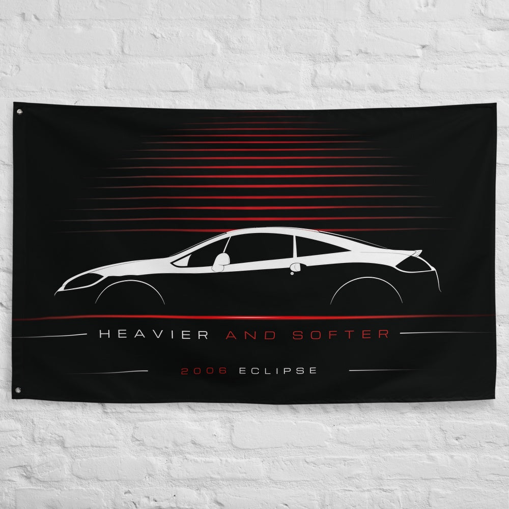 Mitsubishi Eclipse 2006 car silhouette flag - White Brick Wall
