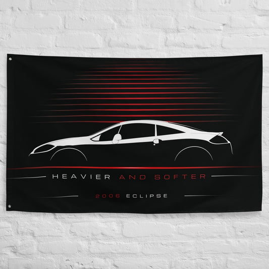 Mitsubishi Eclipse 2006 car silhouette flag - White Brick Wall
