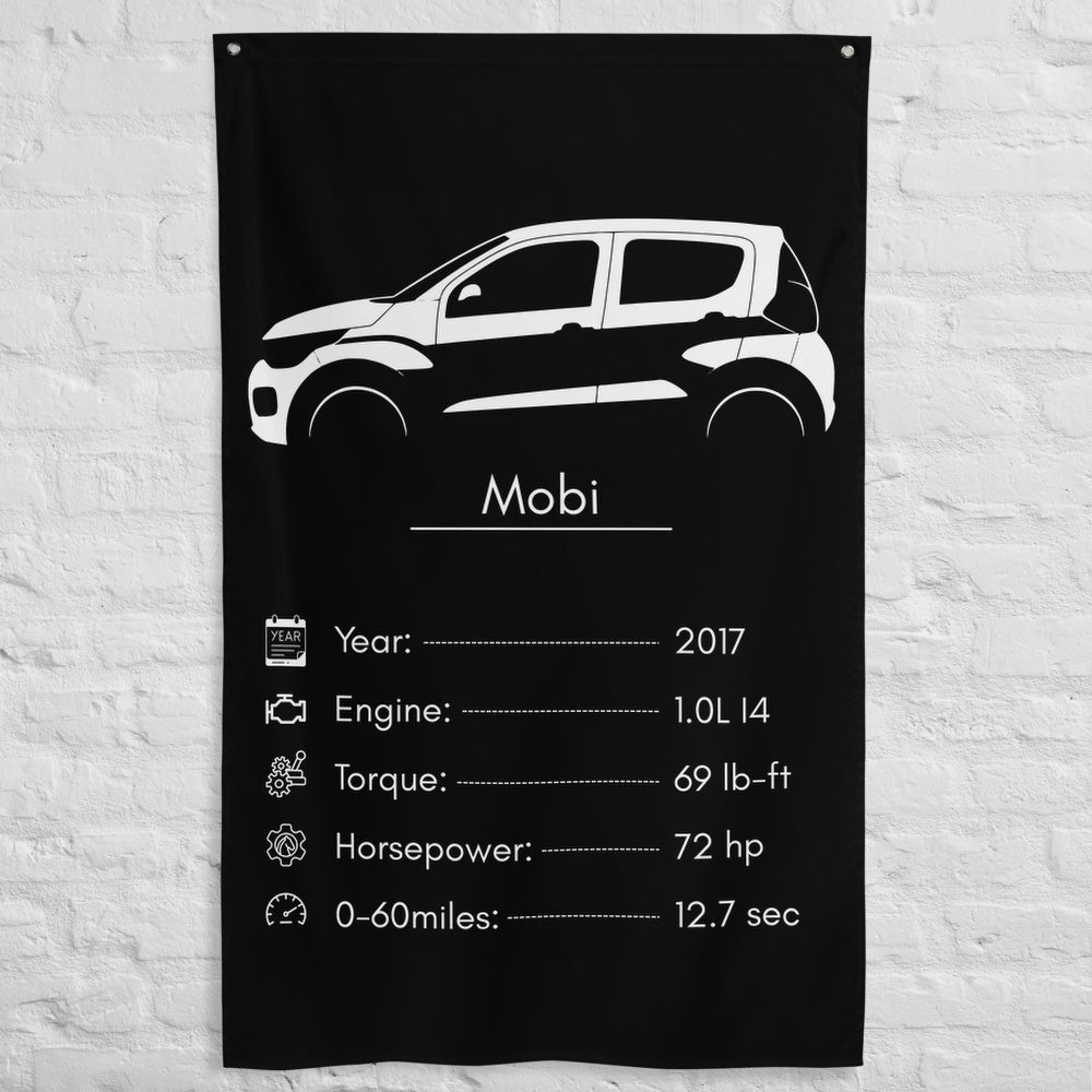 Fiat Mobi 2017 car silhouette spec flag - White Brick Wall