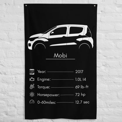 Fiat Mobi 2017 car silhouette spec flag - White Brick Wall