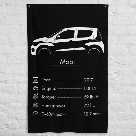 Fiat Mobi 2017 car silhouette spec flag - White Brick Wall