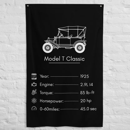 Ford Model T Classic 1925 car silhouette spec flag - White Brick Wall