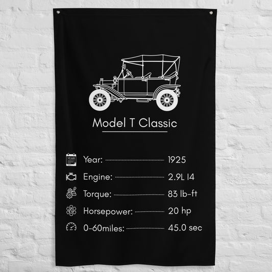 Ford Model T Classic 1925 car silhouette spec flag - White Brick Wall