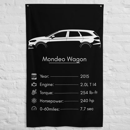 Ford Mondeo Wagon 2015 car silhouette spec flag - White Brick Wall