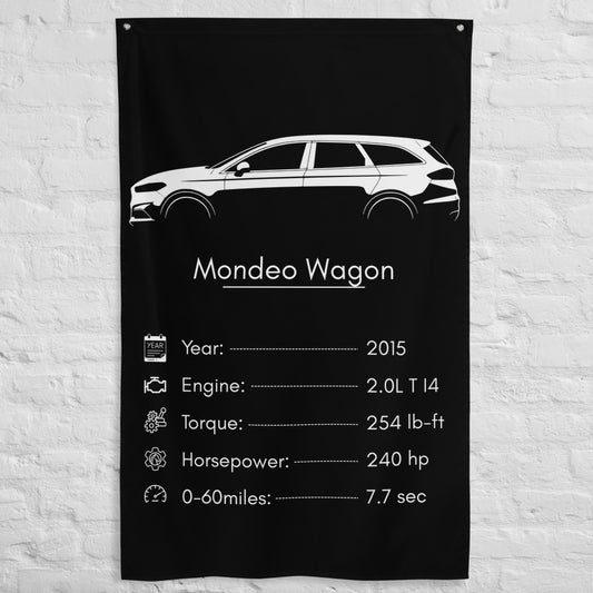 Ford Mondeo Wagon 2015 car silhouette spec flag - White Brick Wall