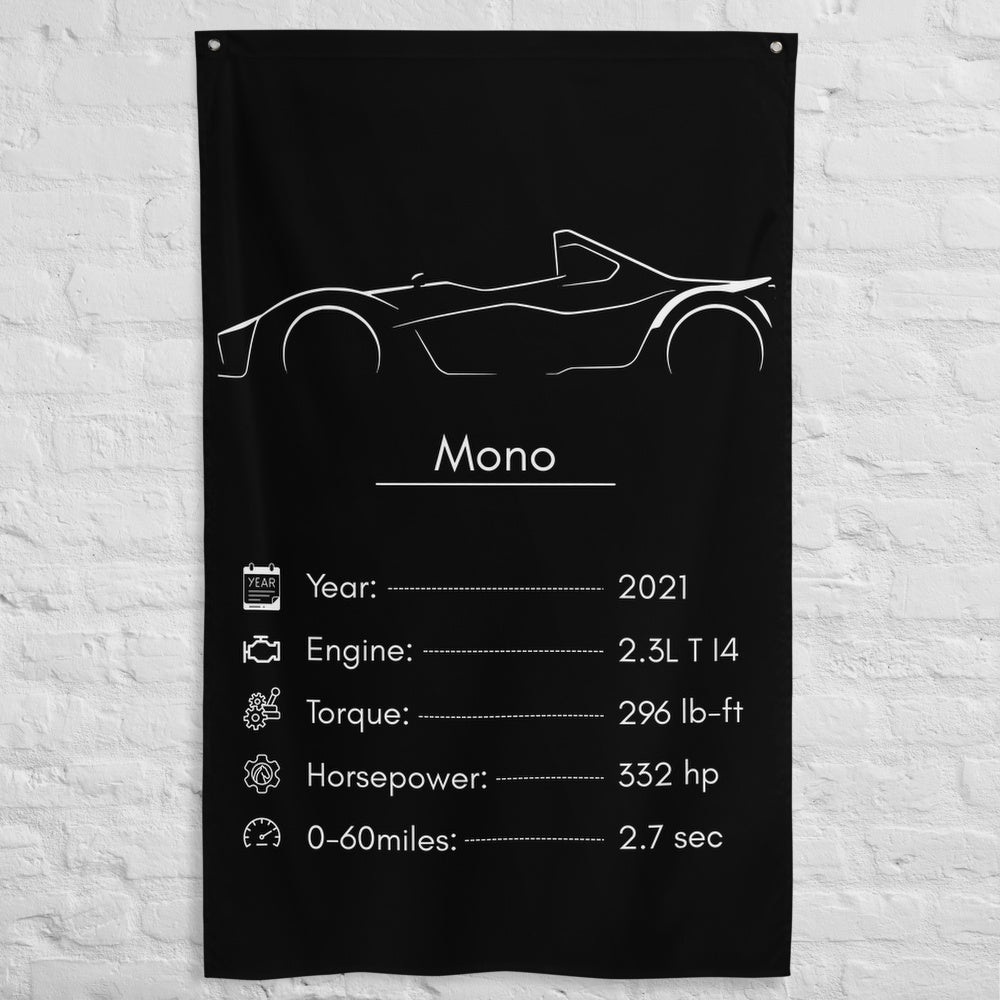 BAC Mono 2021 car silhouette spec flag - White Brick Wall
