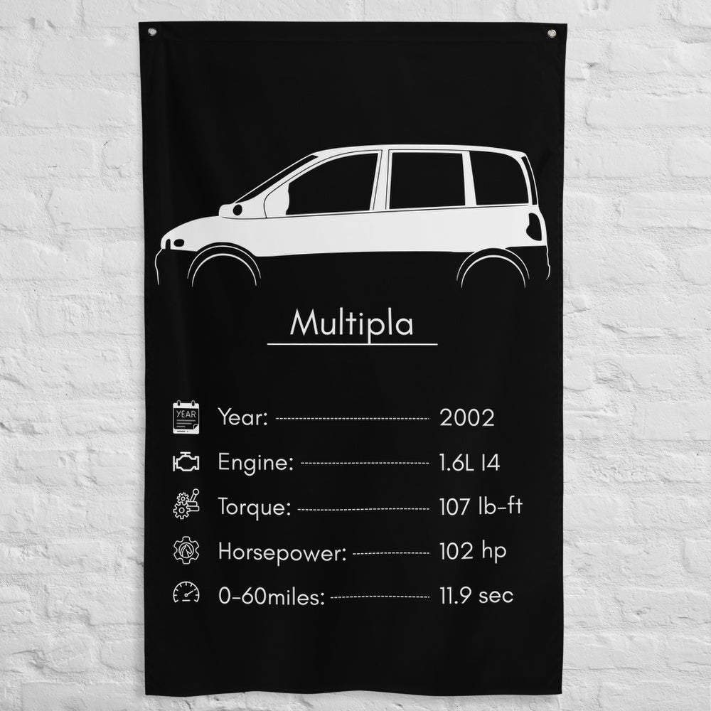 Fiat Multipla 2002 car silhouette spec flag - White Brick Wall