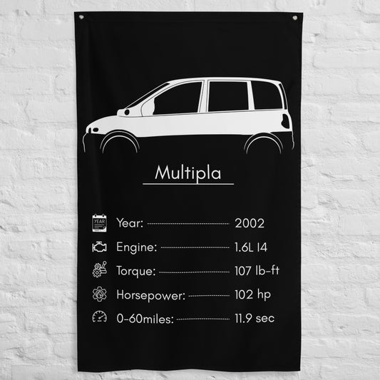 Fiat Multipla 2002 car silhouette spec flag - White Brick Wall