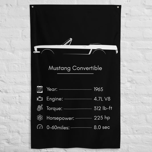 Ford Mustang Convertible 1965 car silhouette spec flag - White Brick Wall