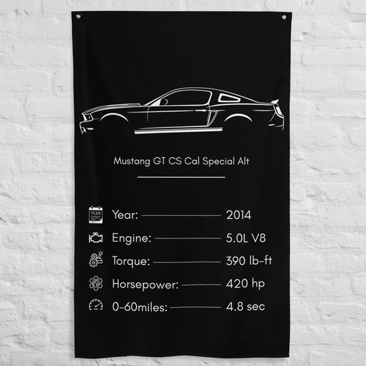 Ford Mustang GT CS Cal Special 2014 (Design 2) car silhouette spec flag - White Brick Wall