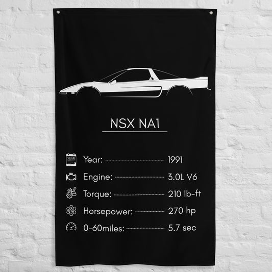 Acura NSX NA1 1991 car silhouette spec flag - White Brick Wall