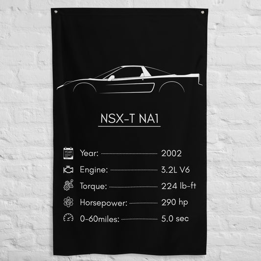 Acura NSX-T NA1 2002 car silhouette spec flag - White Brick Wall