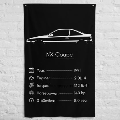Nissan NX Coupe 1991 car silhouette spec flag - White Brick Wall