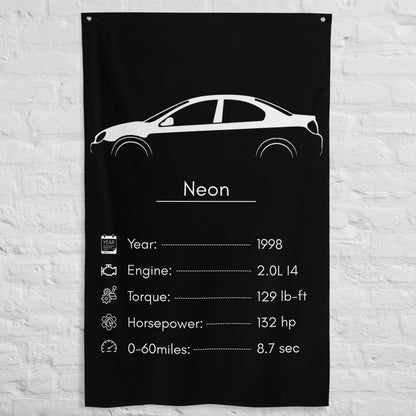 Dodge Neon 1998 car silhouette spec flag - White Brick Wall