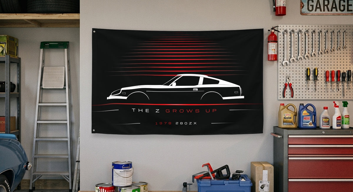 Nissan 280ZX 1978 car silhouette flag - Garage Wall
