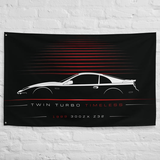 Nissan 300ZX Z32 1989 car silhouette flag - White Brick Wall