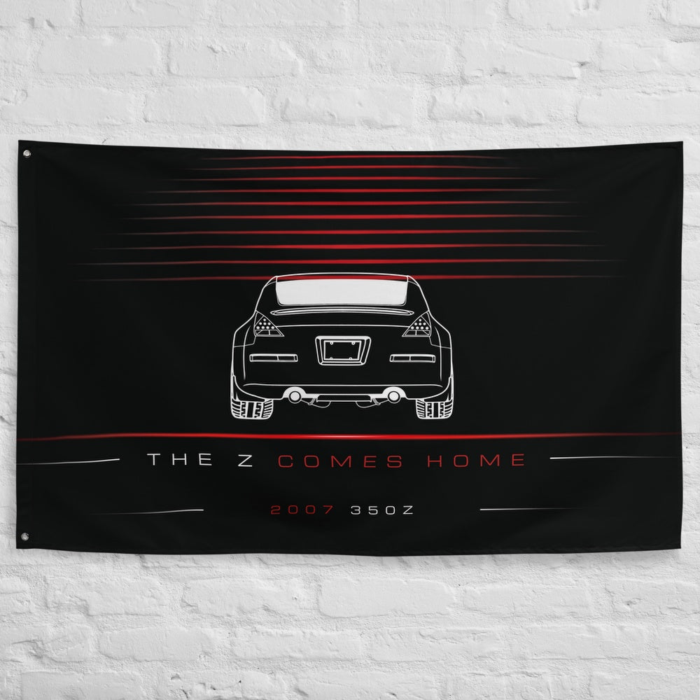 Nissan 350Z 2007 car silhouette flag - White Brick Wall