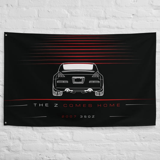 Nissan 350Z 2007 car silhouette flag - White Brick Wall