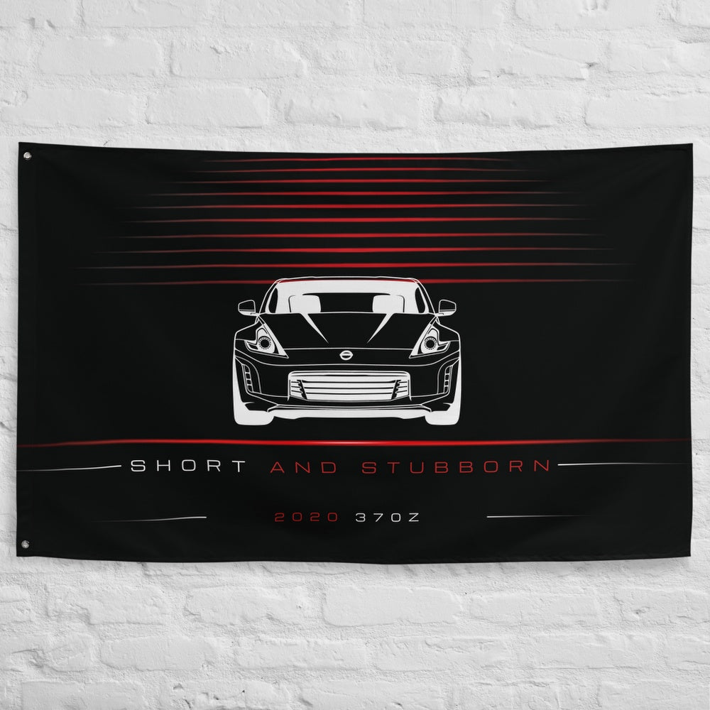 Nissan 370Z 2020 car silhouette flag - White Brick Wall