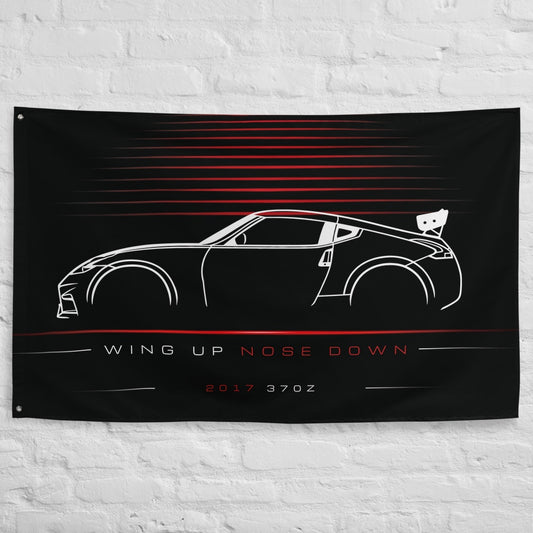 Nissan 370Z Wing 2017 car silhouette flag - White Brick Wall