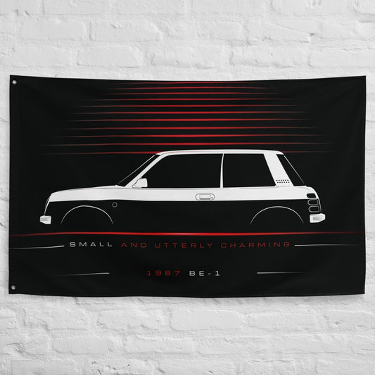 Nissan Be-1 1987 car silhouette flag - White Brick Wall