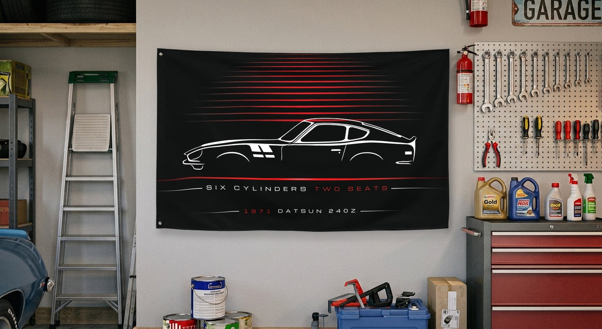 Nissan Datsun 240Z 1971 car silhouette flag - Garage Wall