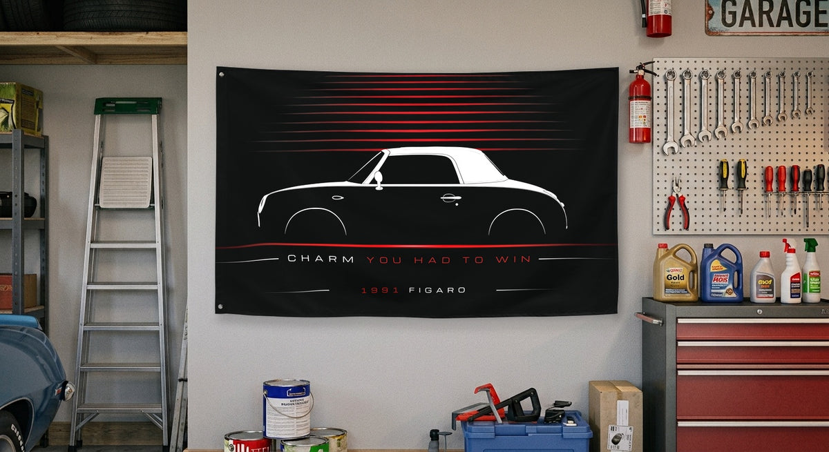 Nissan Figaro 1991 car silhouette flag - Garage Wall