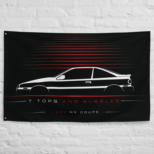 Nissan NX Coupe 1990 car silhouette flag - White Brick Wall
