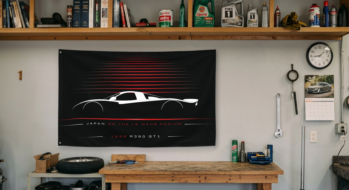 Nissan R390 GT1 1998 car silhouette flag - Garage Workbench