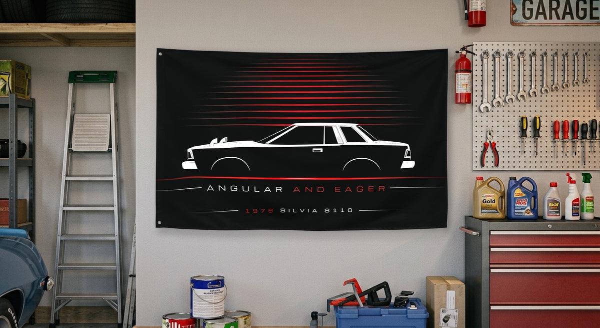 Nissan Silvia S110 1979 car silhouette flag - Garage Wall