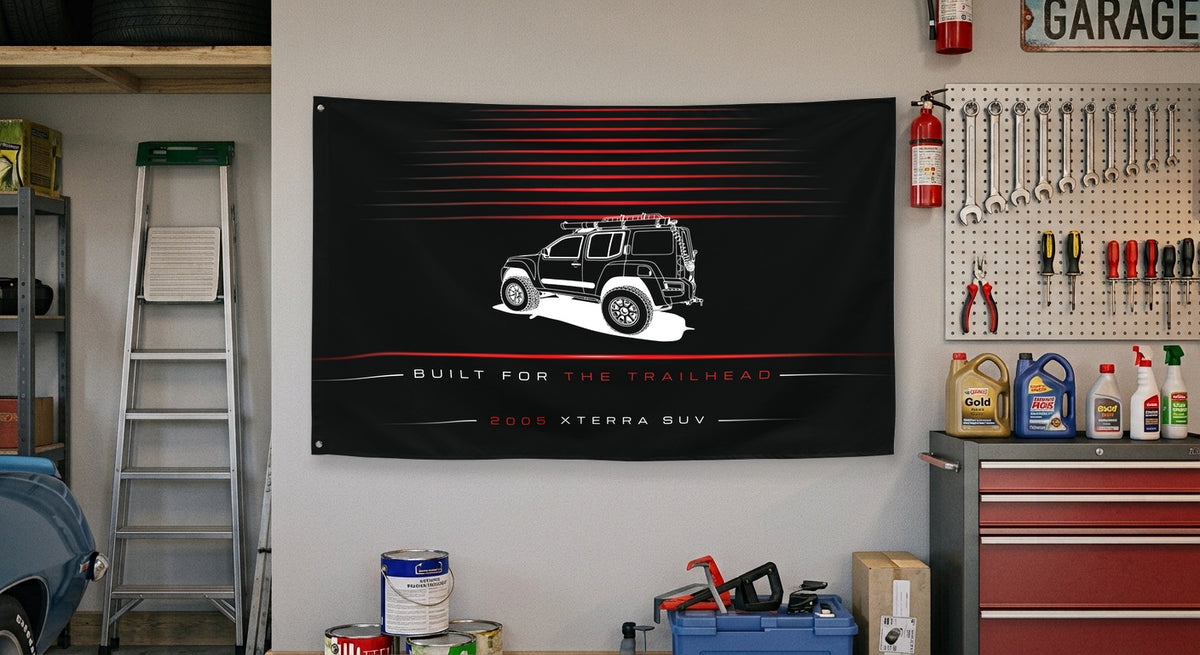 Nissan Xterra SUV 2005 car silhouette flag - Garage Wall