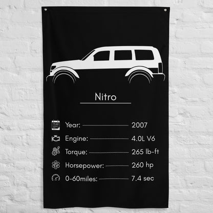 Dodge Nitro 2007 car silhouette spec flag - White Brick Wall