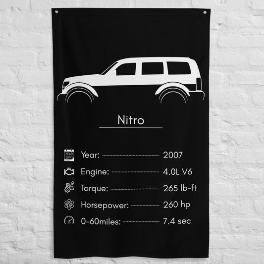 Dodge Nitro 2007 car silhouette spec flag - White Brick Wall