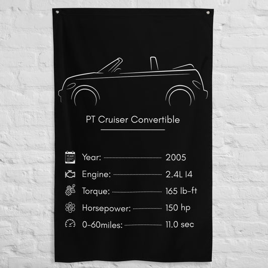 Chrysler PT Cruiser Convertible 2005 car silhouette spec flag - White Brick Wall