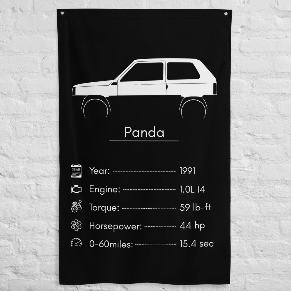 Fiat Panda 1991 car silhouette spec flag - White Brick Wall