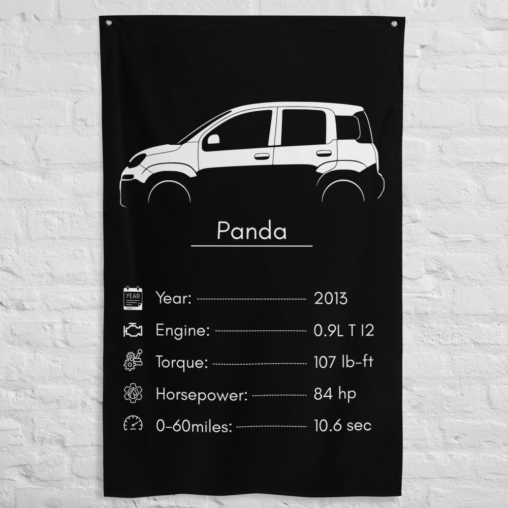 Fiat Panda 2013 car silhouette spec flag - White Brick Wall