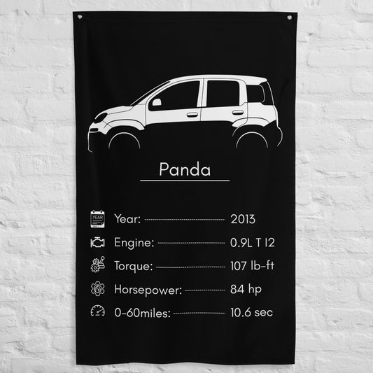 Fiat Panda 2013 car silhouette spec flag - White Brick Wall