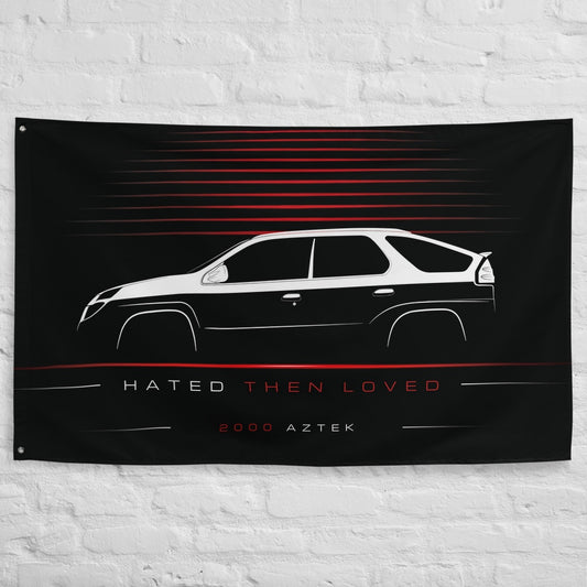 Pontiac Aztek 2000 car silhouette flag - White Brick Wall