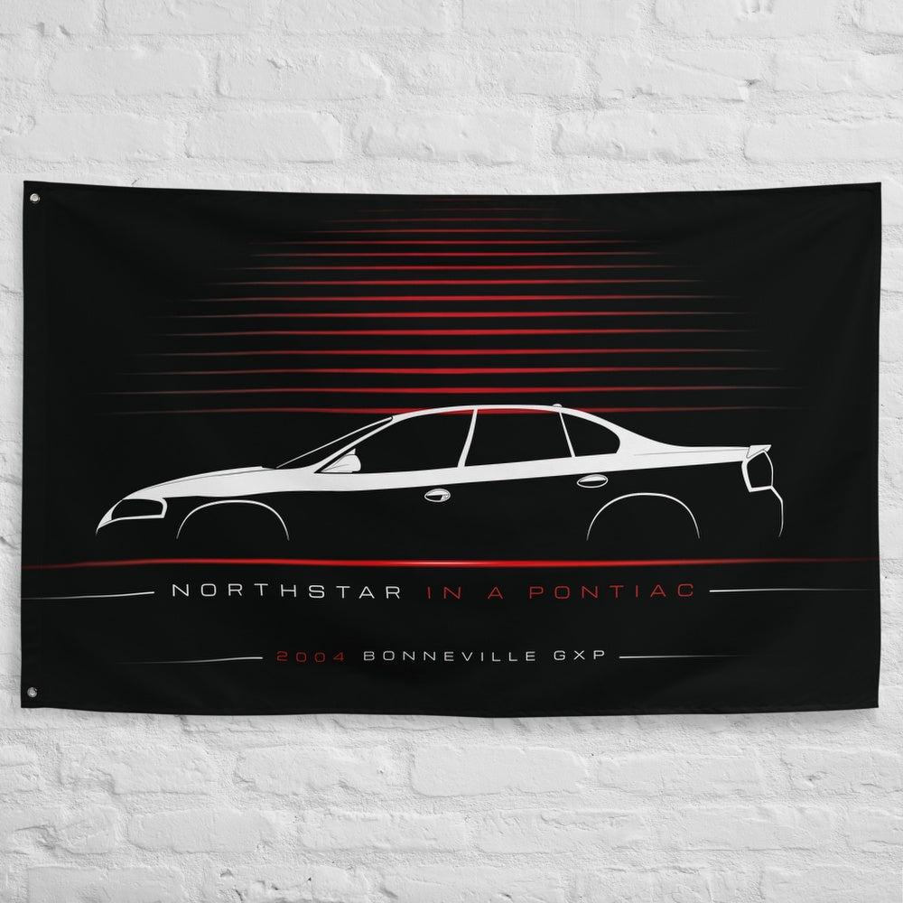 Pontiac Bonneville GXP 2004 car silhouette flag - White Brick Wall