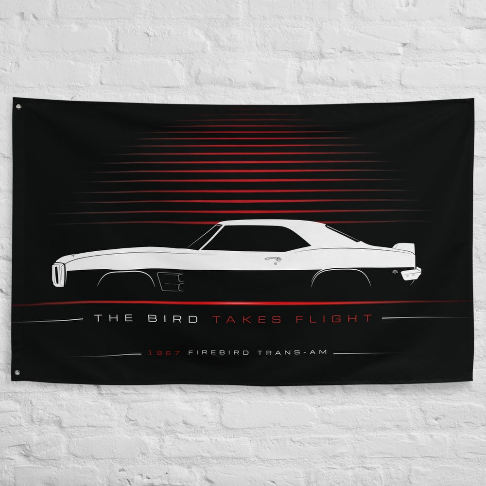 Pontiac Firebird Trans-Am 1967 car silhouette flag - White Brick Wall