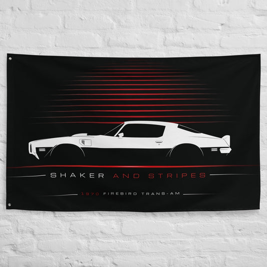 Pontiac Firebird Trans-Am 1970 car silhouette flag - White Brick Wall