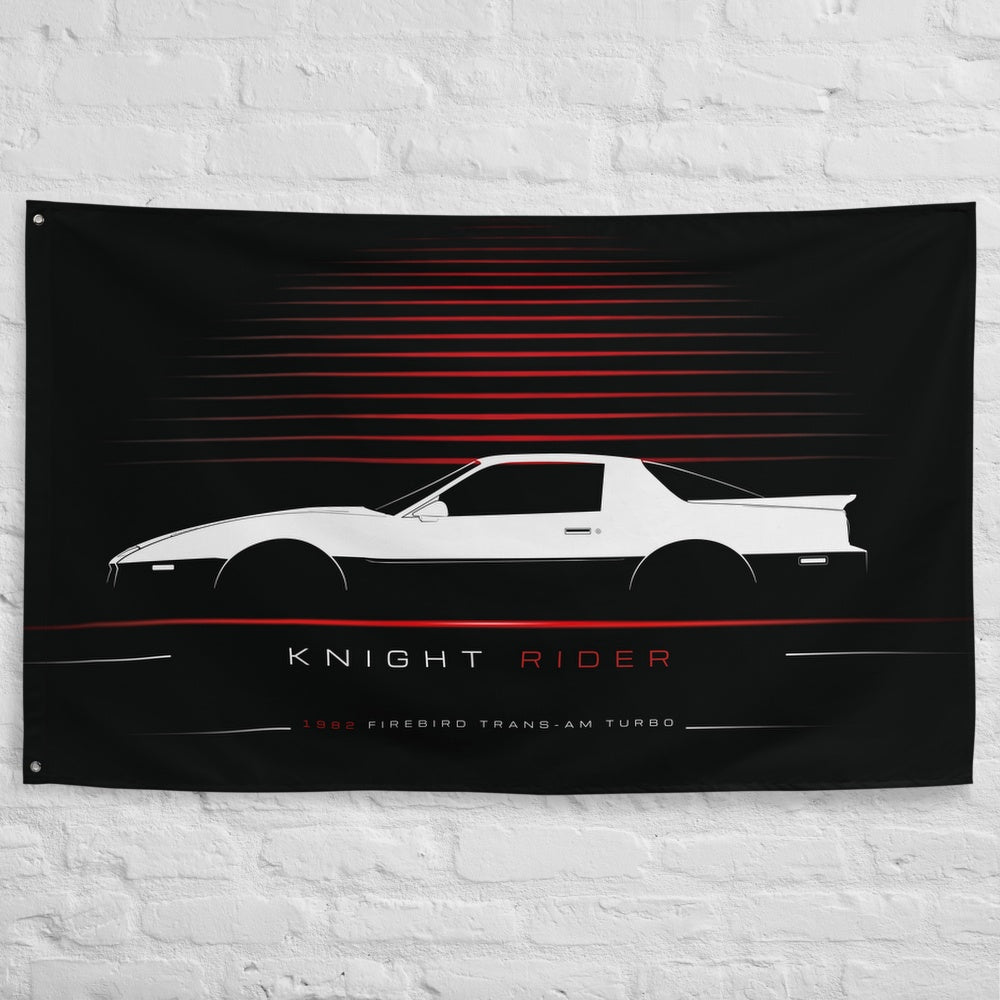Pontiac Firebird Trans-Am Turbo 1982 car silhouette flag - White Brick Wall