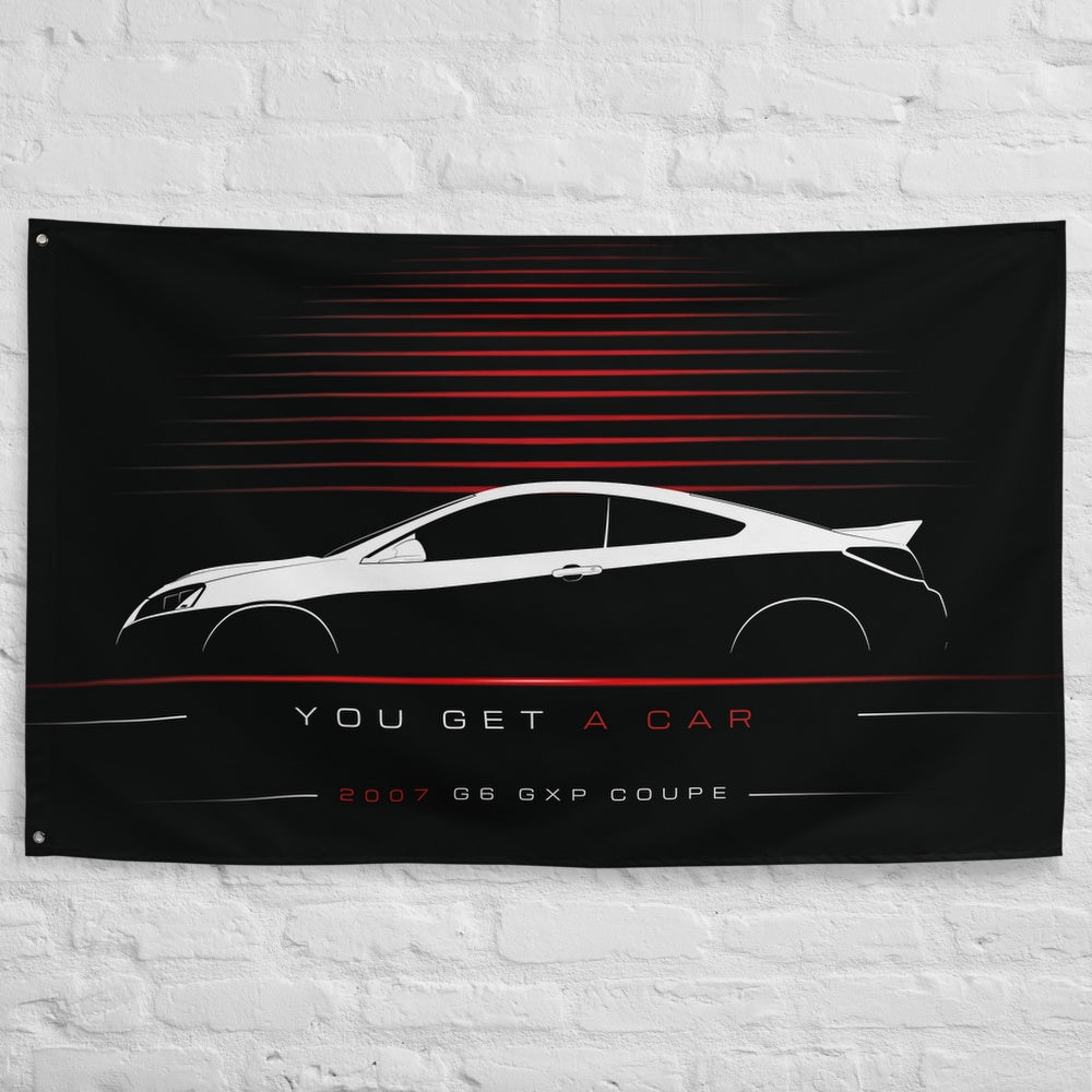 Pontiac G6 GXP Coupe 2007 car silhouette flag - White Brick Wall