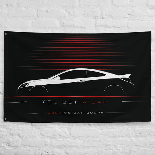 Pontiac G6 GXP Coupe 2007 car silhouette flag - White Brick Wall