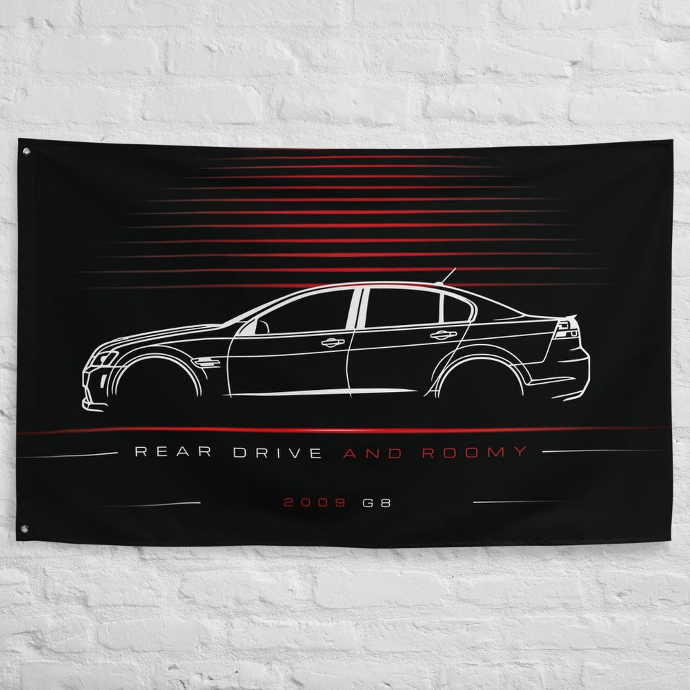 Pontiac G8 2009 car silhouette flag - White Brick Wall
